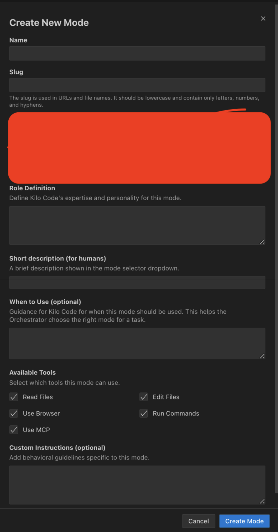 Organization Modes Library Editor